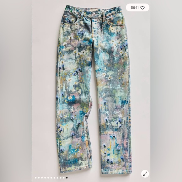 Free People We The Free Tennessee Low-Rise Illusions Jeans. NWT. Floral canvas - Picture 10 of 10